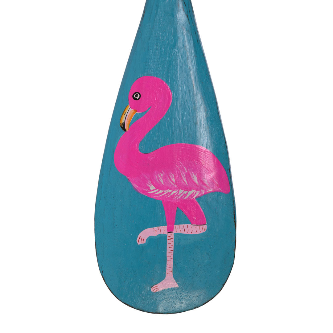 Decoratiune de perete albastra din lemn de albasia Flamingo