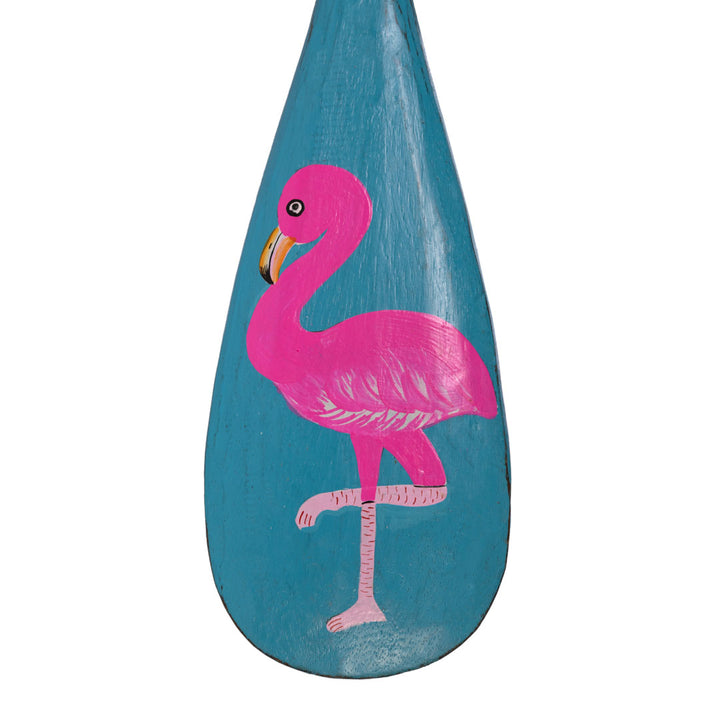 Decoratiune de perete albastra din lemn de albasia Flamingo