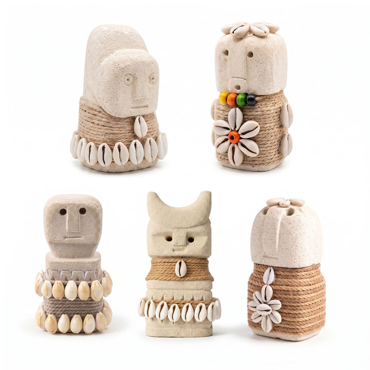 Figurina din piatra si fibre naturale Tiki