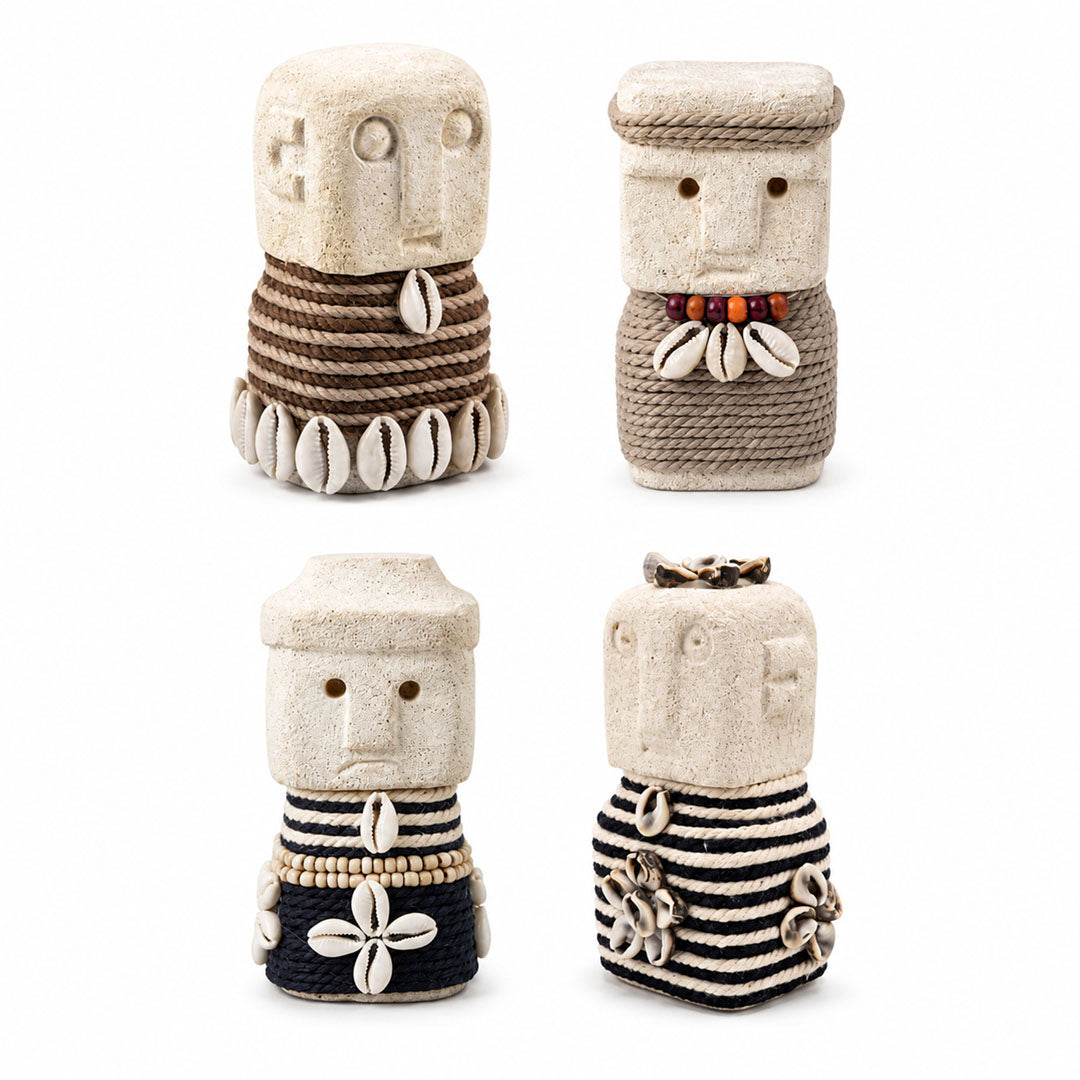Figurina din piatra si fibre naturale Tiki