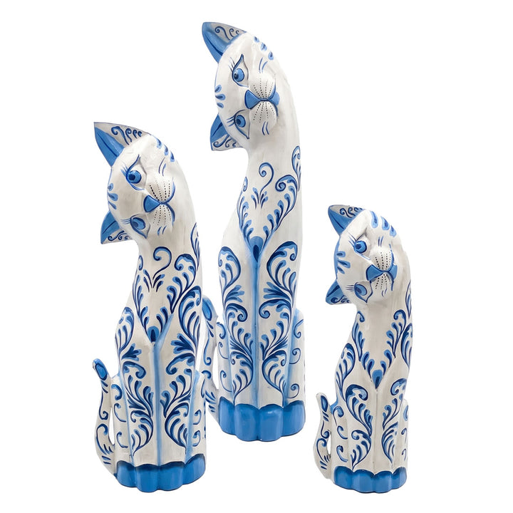 Set 3 statuete albastre din lemn de albasia Delft