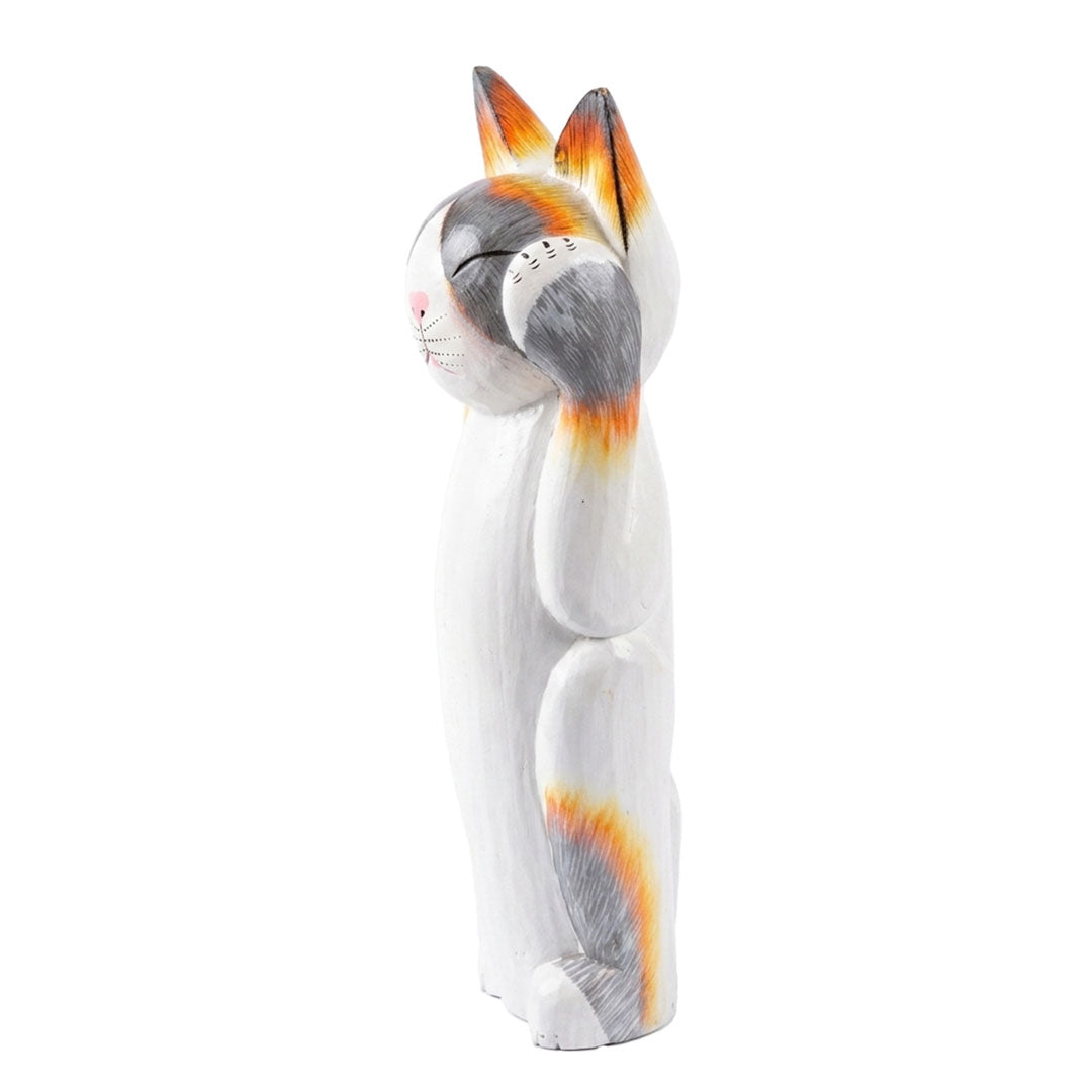 Set 3 statuete albe din lemn de albasia Mi-Ke
