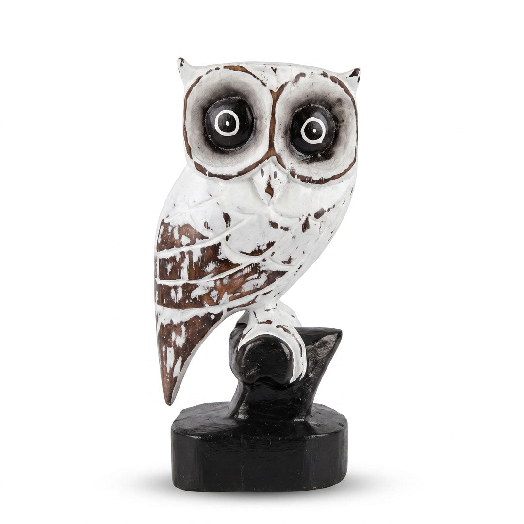 Figurina alba din lemn de albasia Hedwig