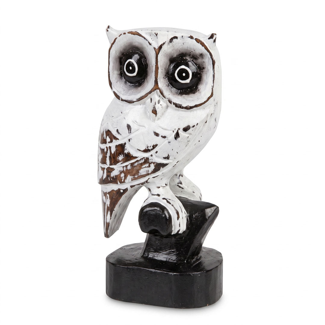 Figurina alba din lemn de albasia Hedwig