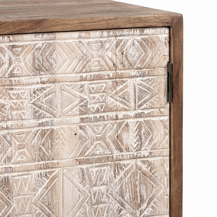 Comoda vintage din lemn de tec si metal Nimba