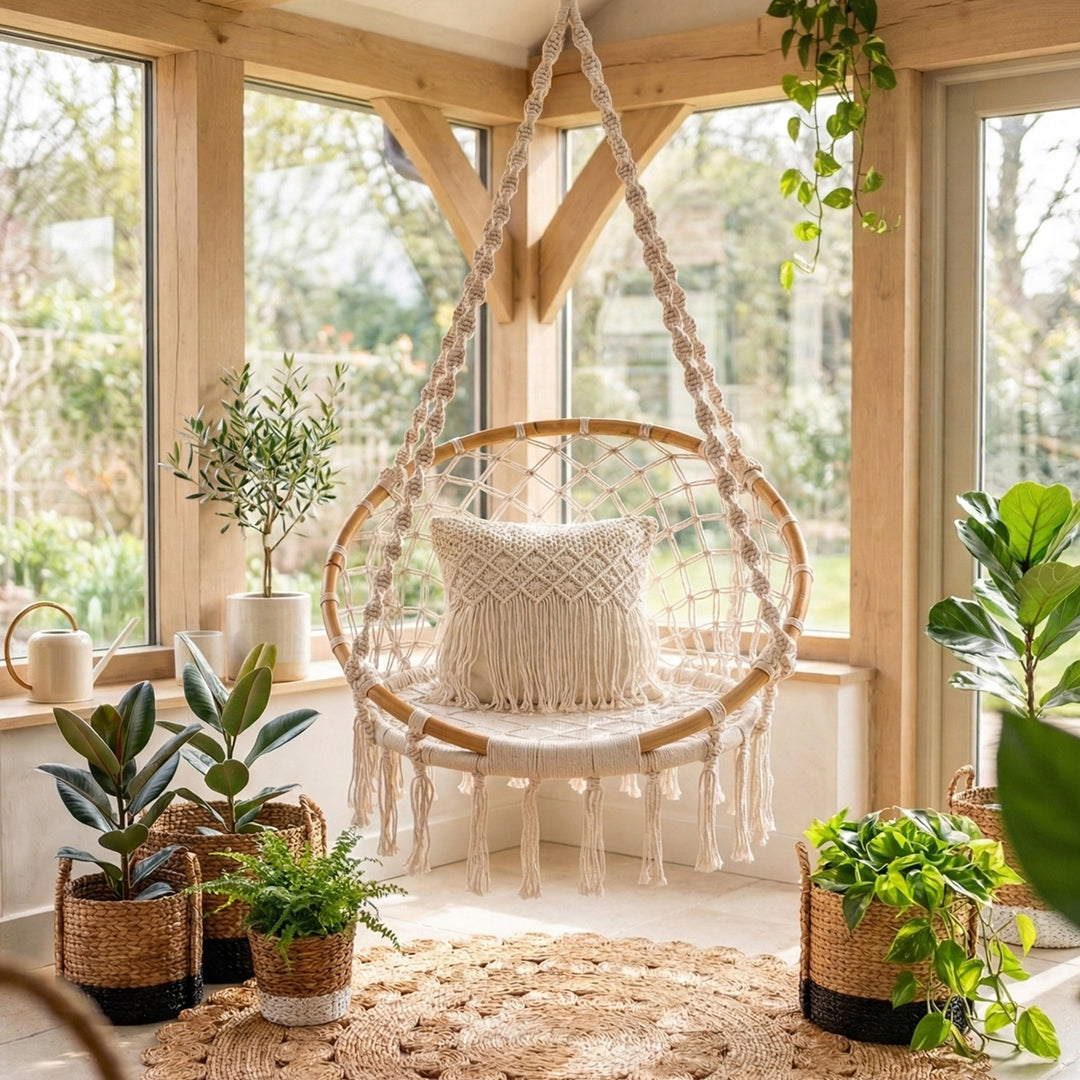 Leagan alb din macrame Boheme