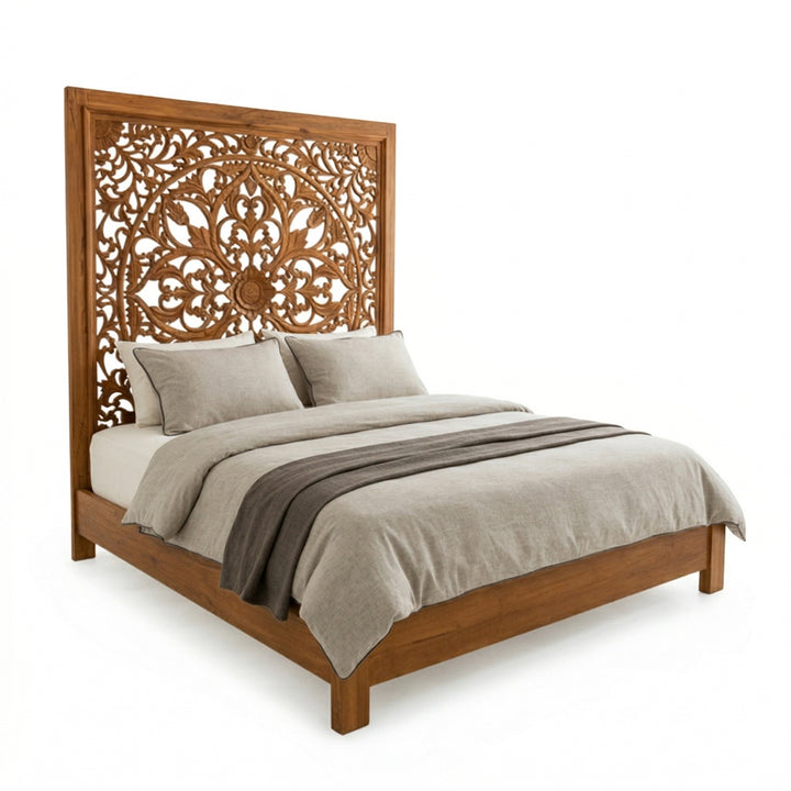 Pat maro din lemn de tec Mandira 180x200 cm