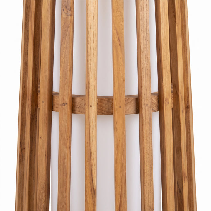 Lampadar maro din lemn de tec si bumbac Senja 150cm