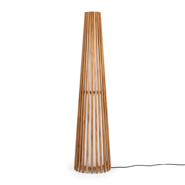 Lampadar maro din lemn de tec si bumbac Senja 150cm