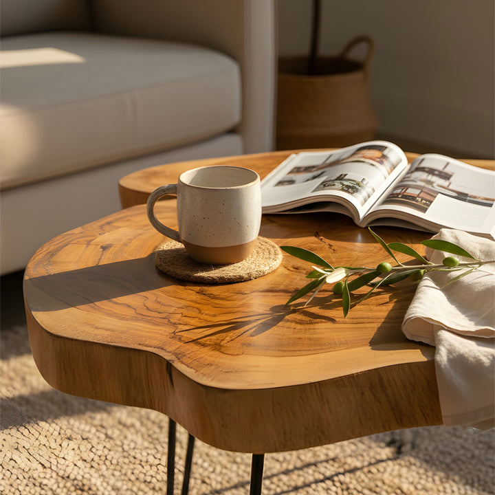 Masa de cafea maro din lemn de tec Kodama 55 x 55 cm