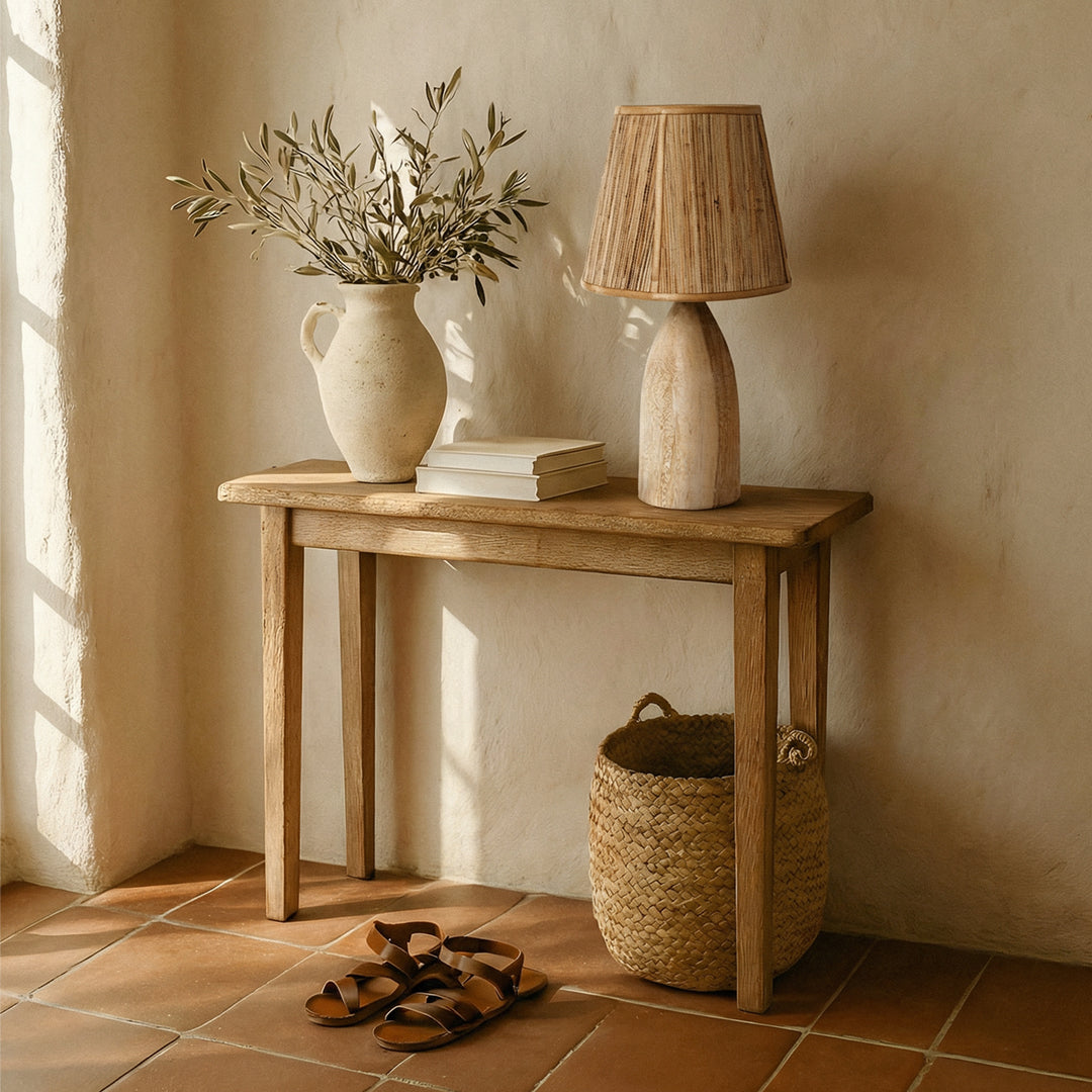 Veioza din lemn de tec si iarba de mare Isla