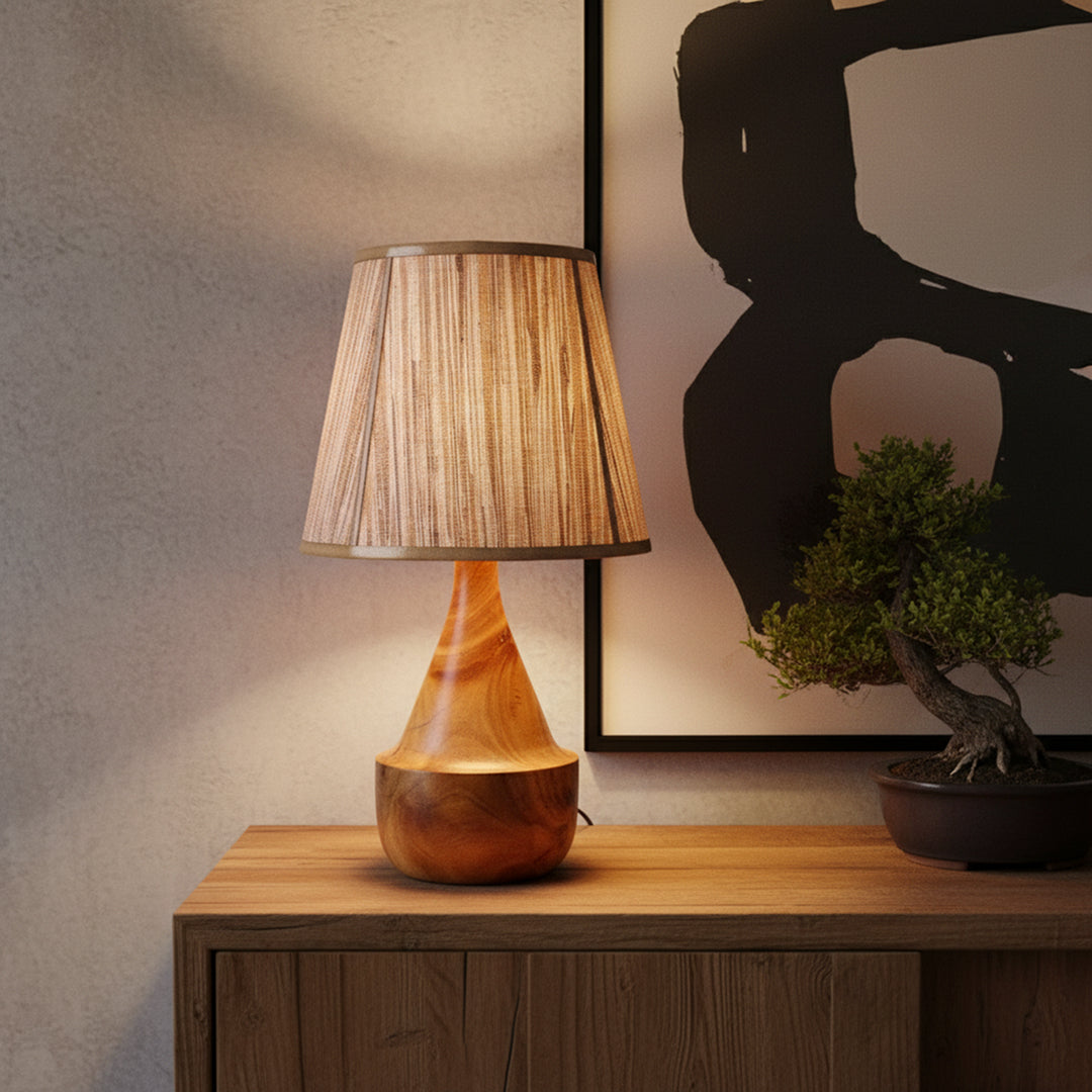 Veioza din lemn de suar si iarba de mare Lembah