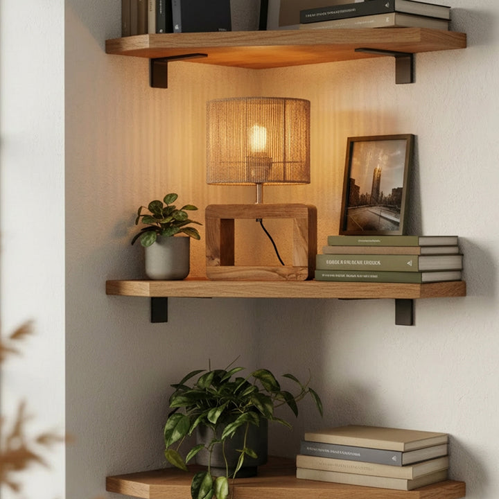 Veioza din lemn de tec si funie Mayara