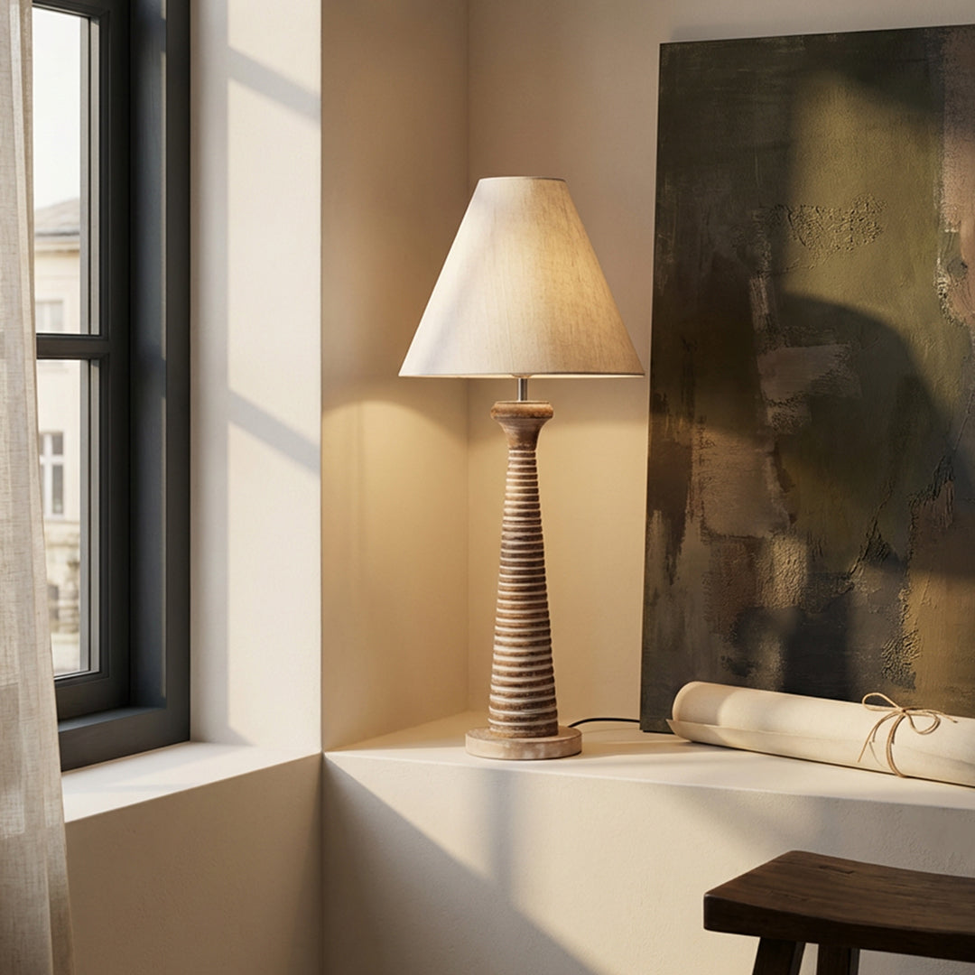 Veioza din lemn de albasia si in Ribera