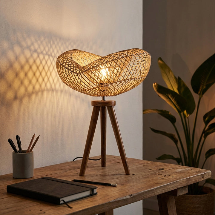 Veioza din lemn de tec si ratan Lagoon