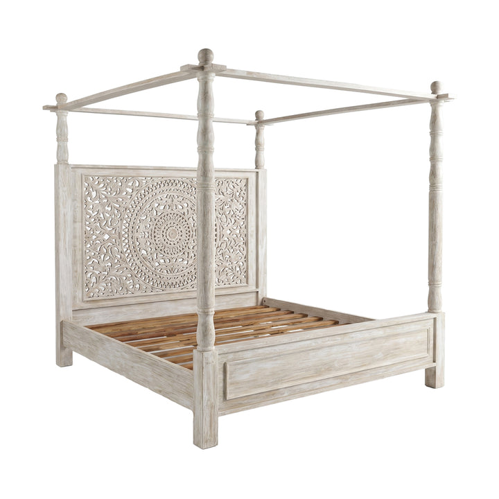 Pat vintage din lemn de tec Rajani 200x200 cm