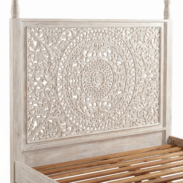 Pat vintage din lemn de tec Rajani 200x200 cm