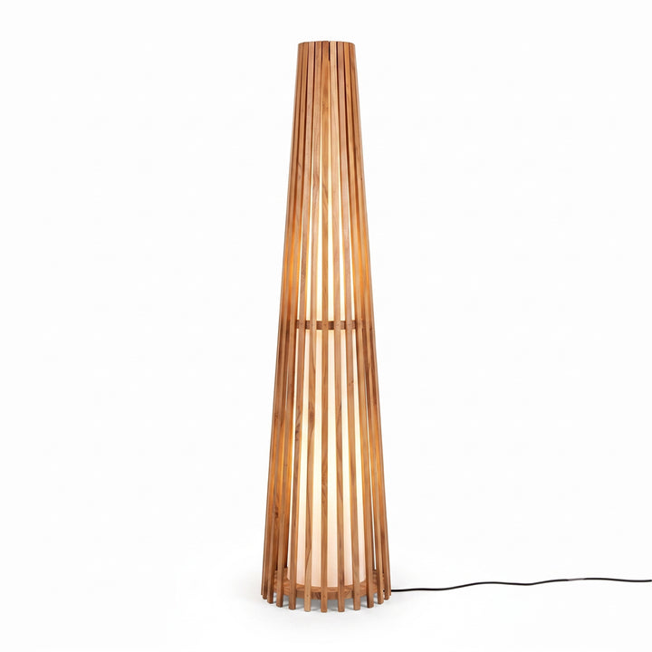 Lampadar maro din lemn de tec si bumbac Senja 150cm