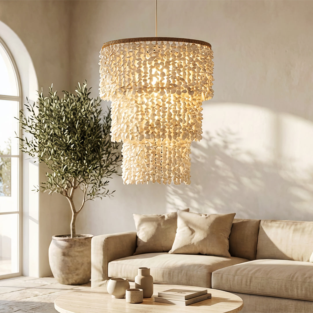 Abajur alb din scoici Pearl 60 x 80 cm